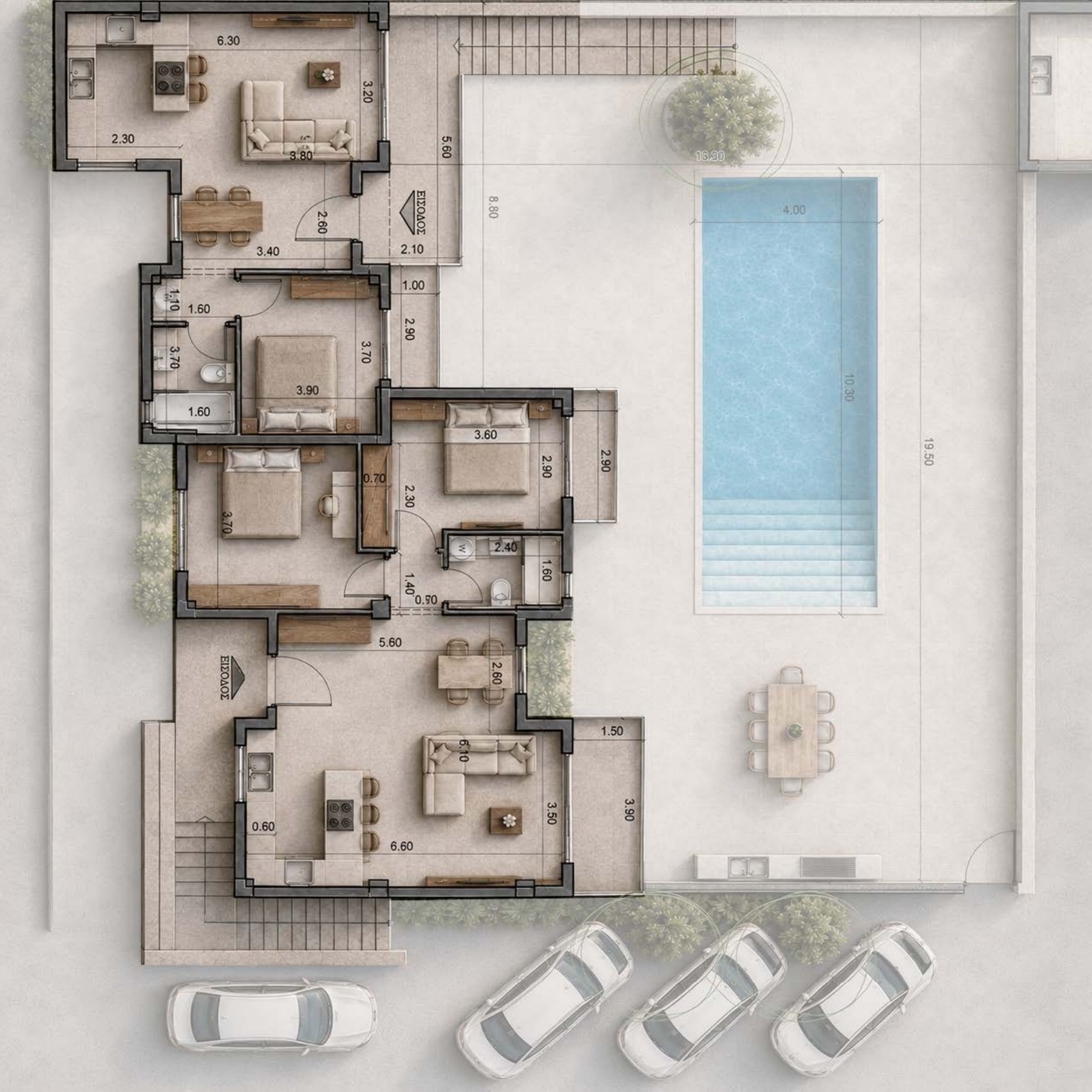 Type B first floor plan — apartment building layout